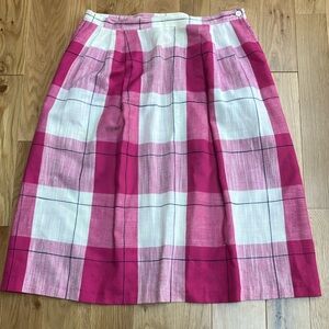 Pink Plaid Women's Skirt made in Italy! XL
